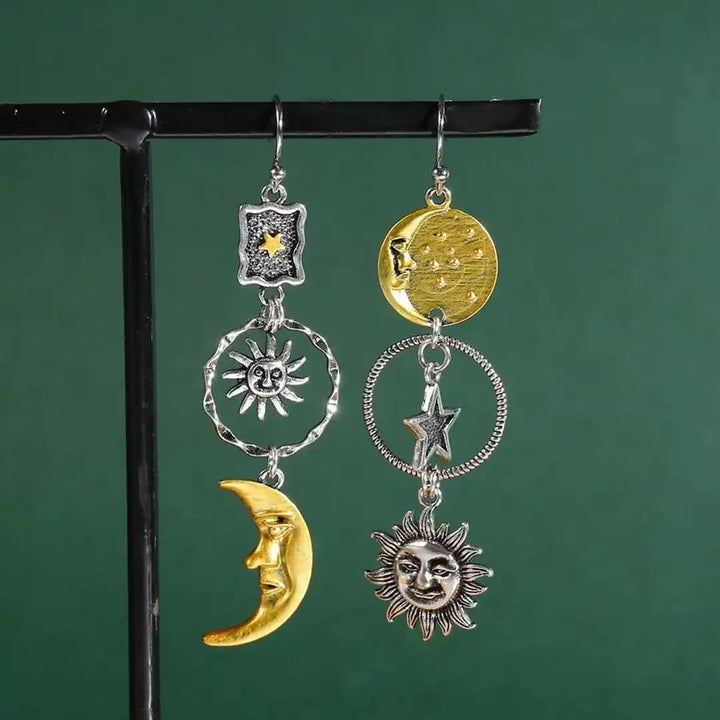 Boho Sun Moon Charm Earrings