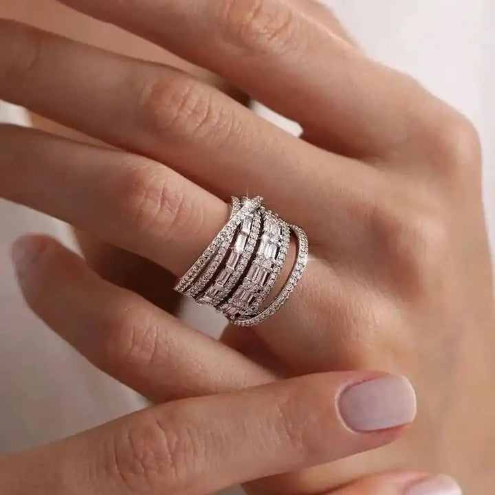 Exquisite Multi Layer Silver Ring