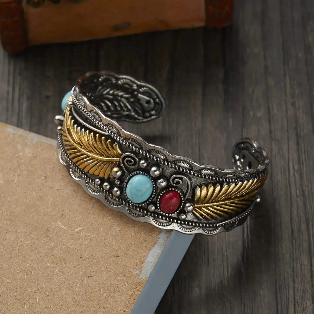 Mesina Turquoise Silver Gold Bracelet
