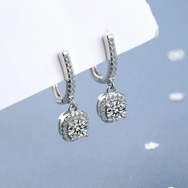 Classic White Gold Stone Earrings