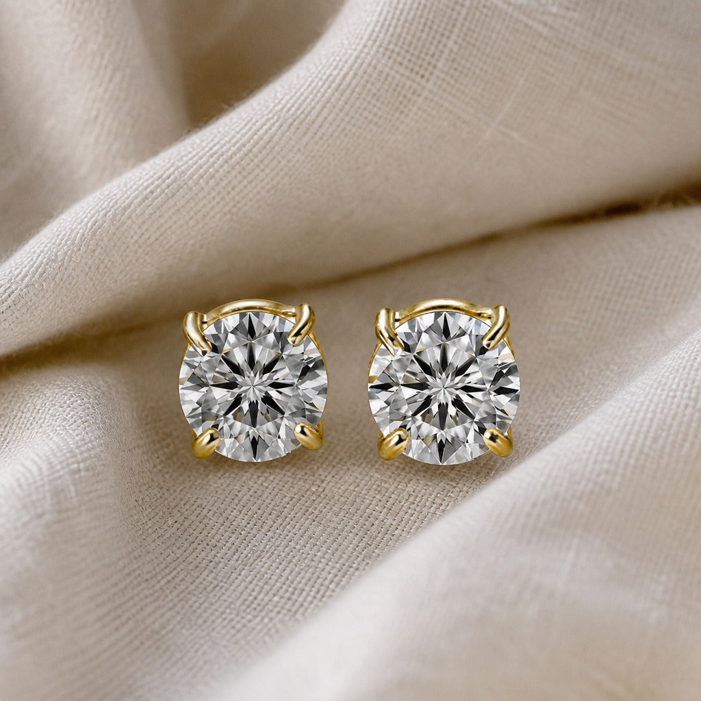 Shimmering Zirconia White Gold Stud Earrings