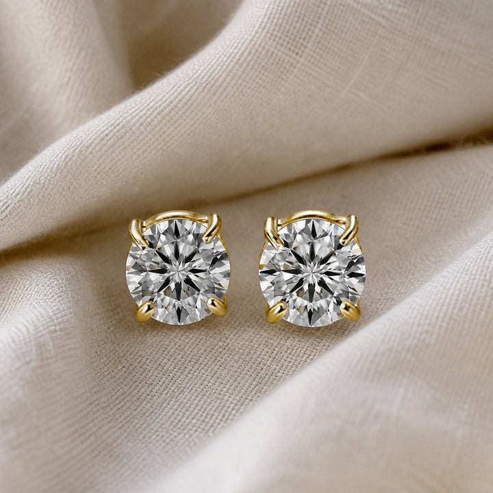 Shimmering Zirconia White Gold Stud Earrings