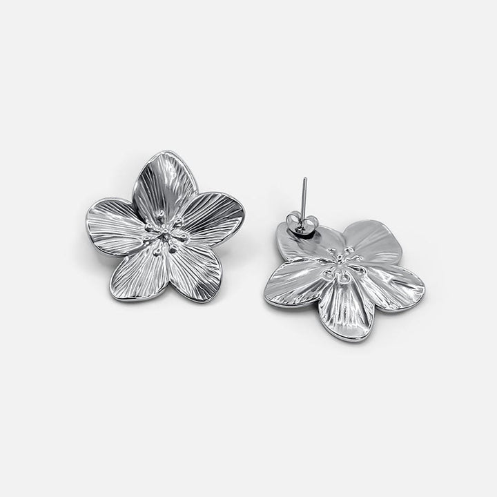 Chic Silver Floral Earrings