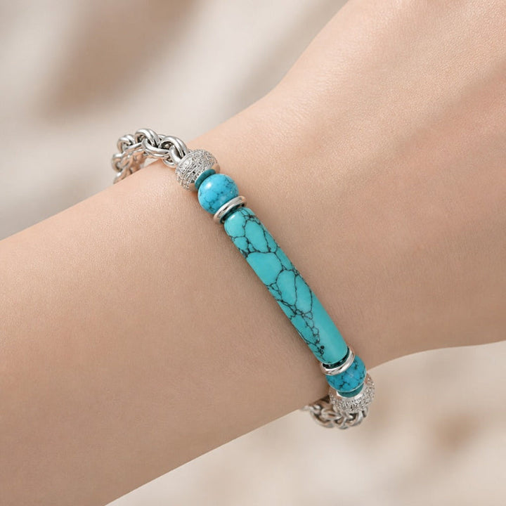 Silver Turquoise Chain Bracelet