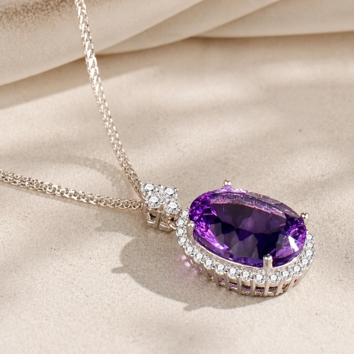 Solitaire Halo Pendant Necklace