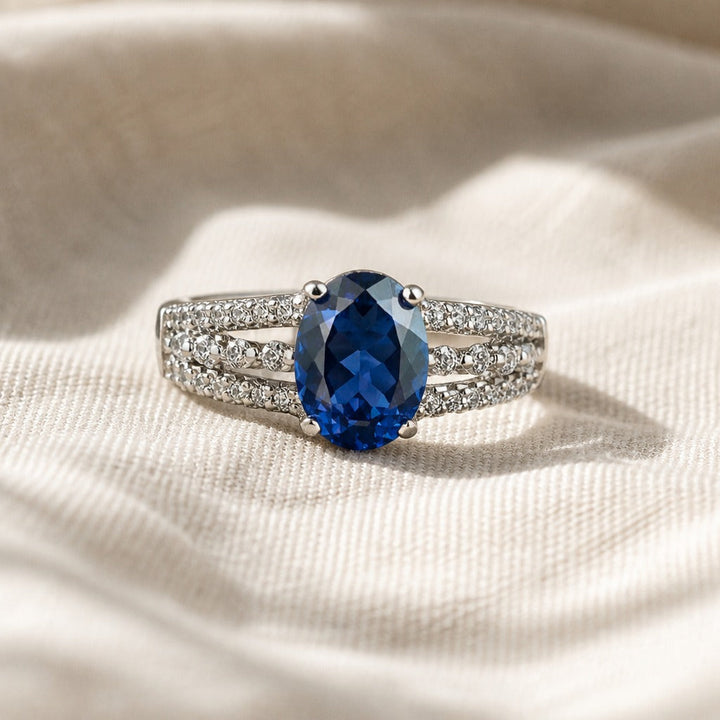 Split Band Zirconia Silver Ring