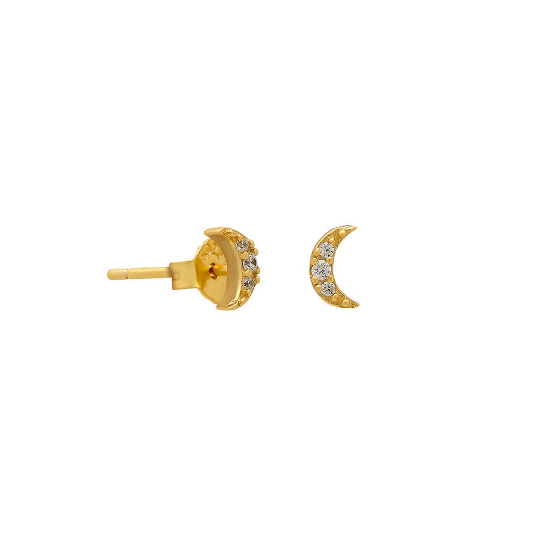 Micro Moon Crystal Stud Earrings