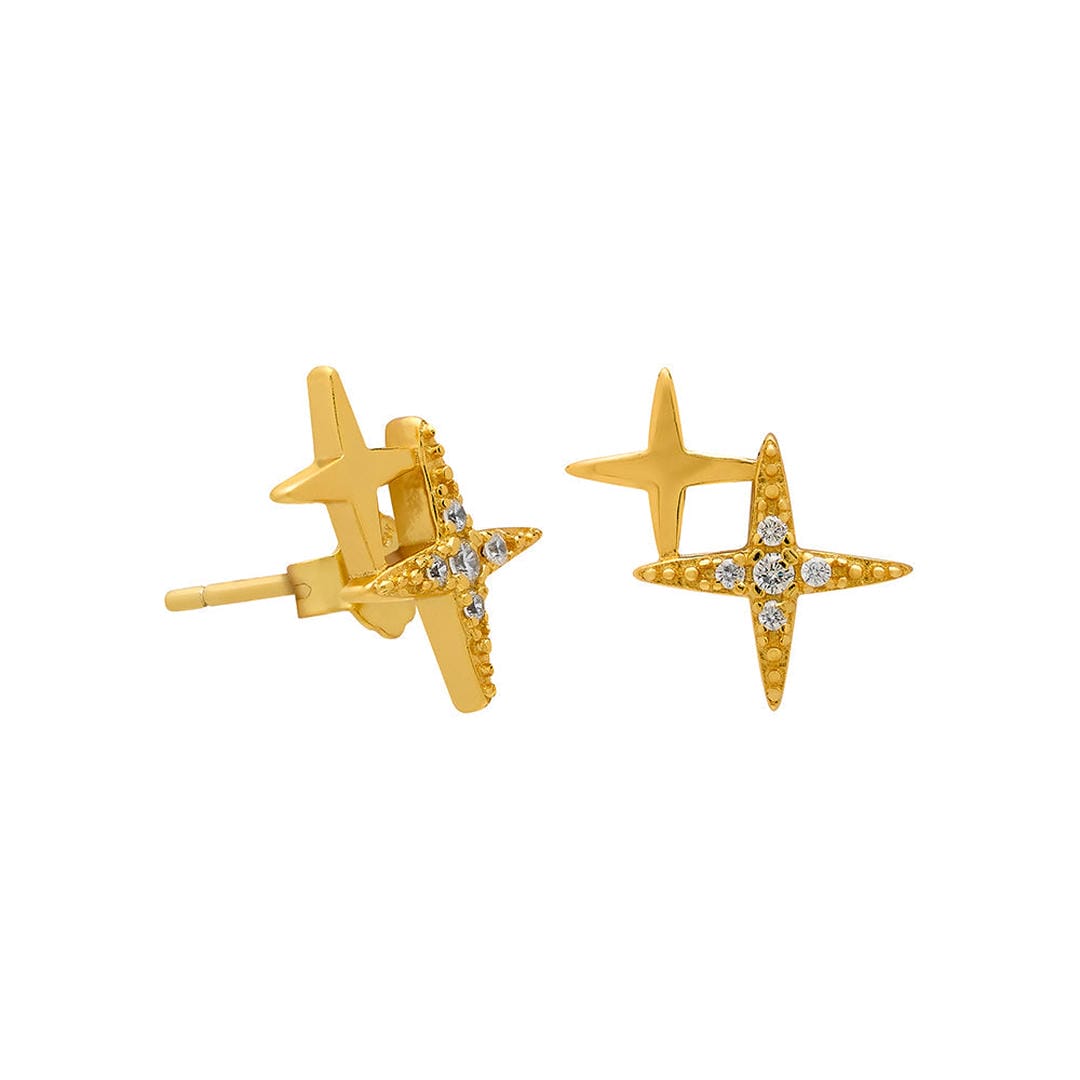 Crystal Double Star Stud Earrings