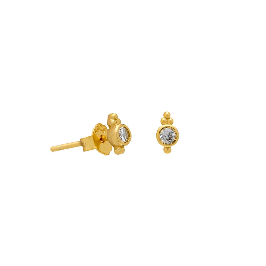 Tiny Crystal Bezel Stud Earrings