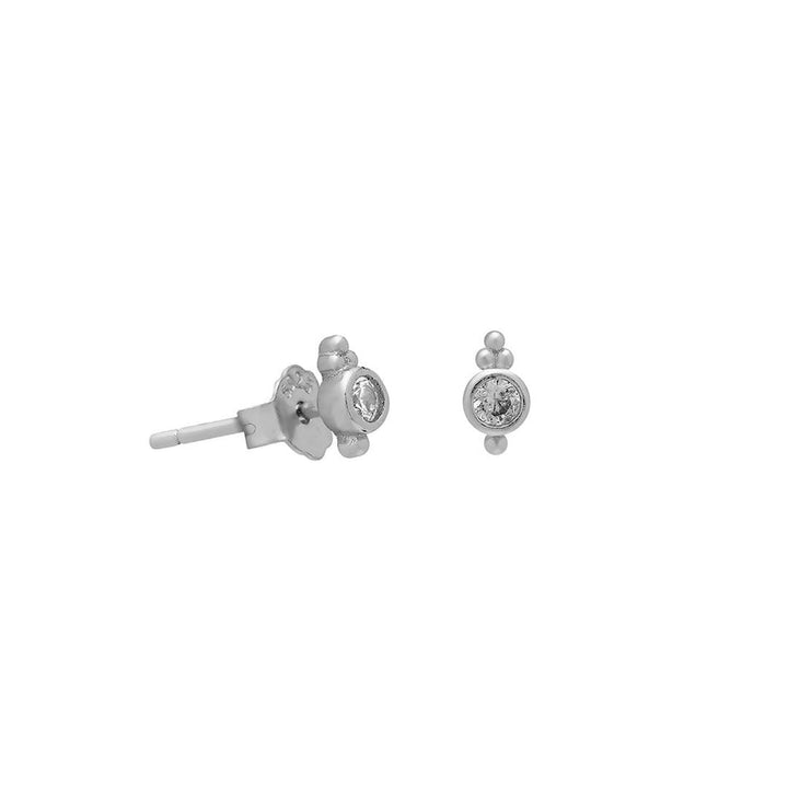 Tiny Crystal Bezel Stud Earrings