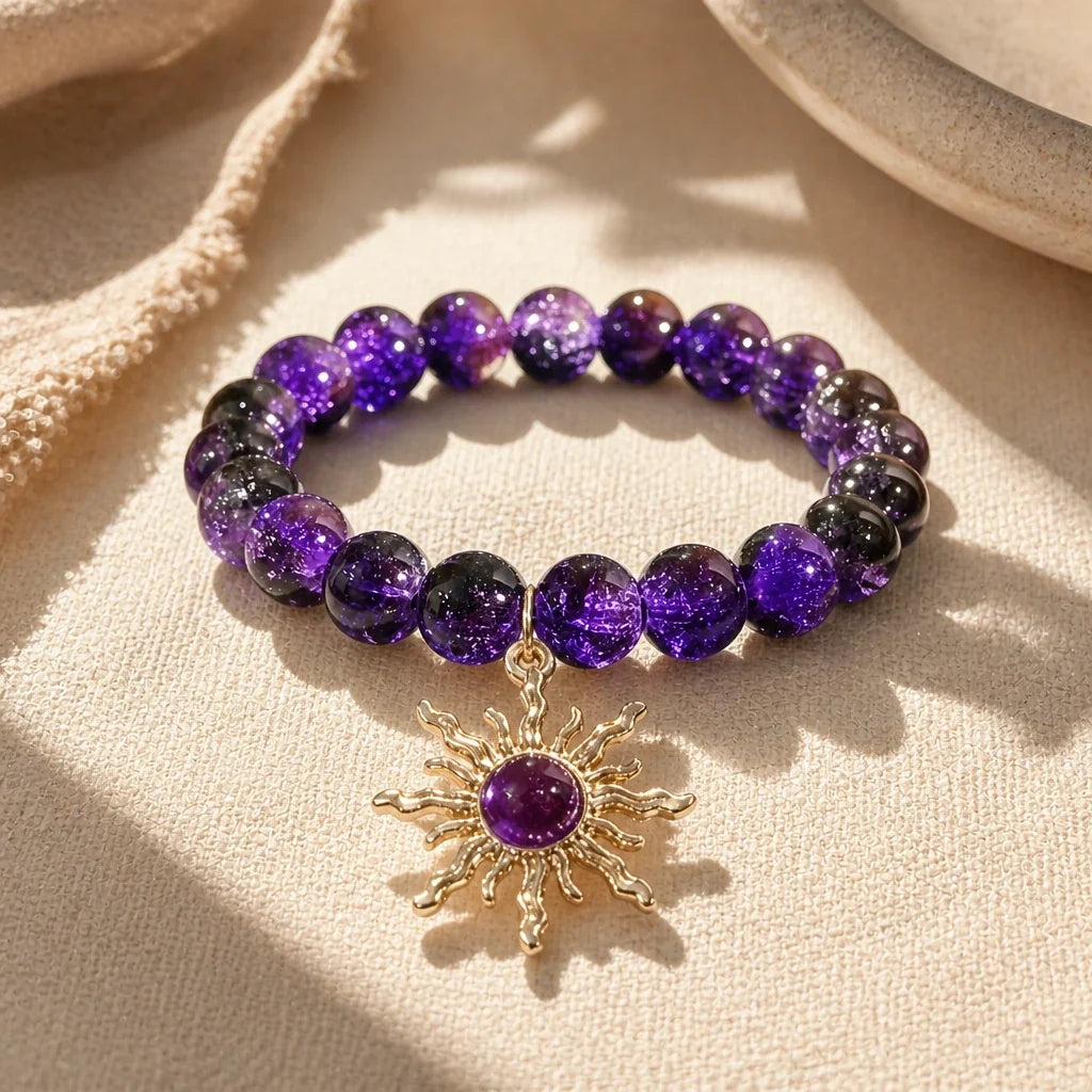 Sunburst Bead Amethyst Bracelet