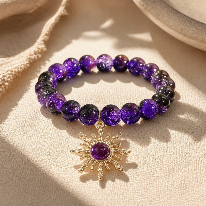 Sunburst Bead Amethyst Bracelet