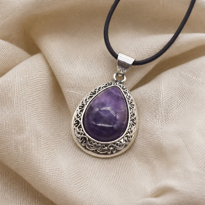 Teardrop Amethyst Pendant Necklace