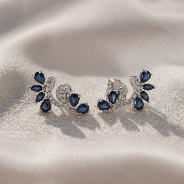 Timeless Sapphire Floral Stud Earrings