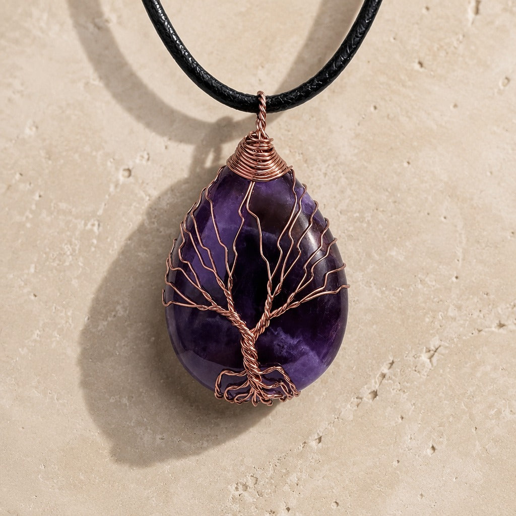 Tree of Life Amethyst Pendant Necklace