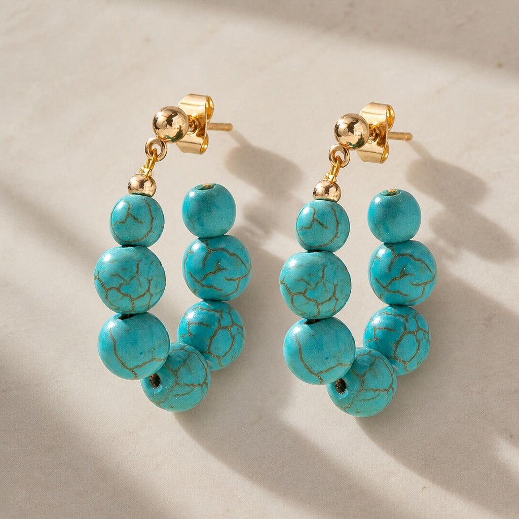 coloured Agate Bead Drop Earrings