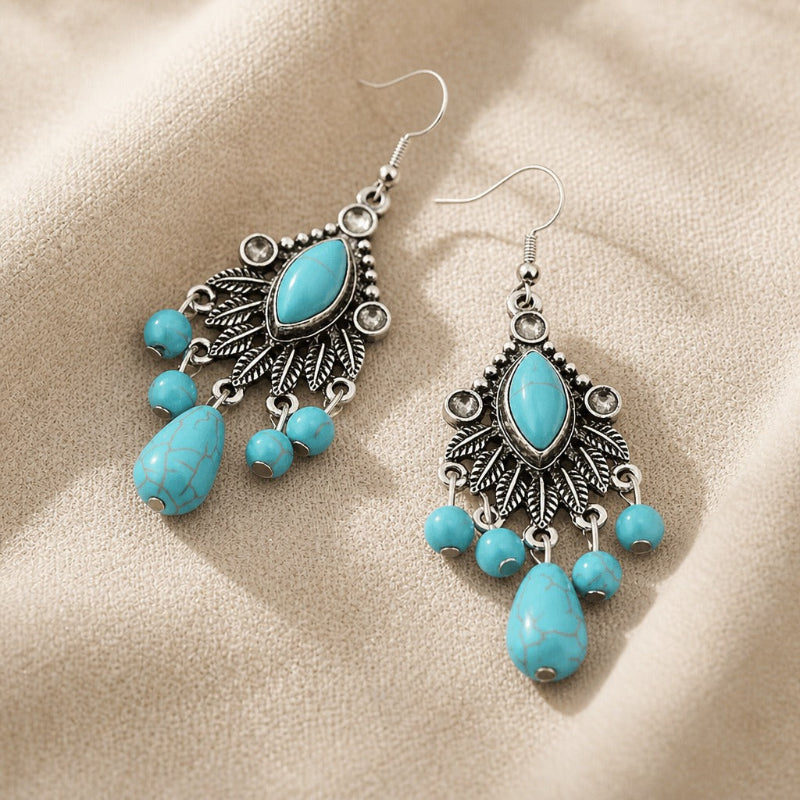 Turquoise Chandelier Tassel Earrings
