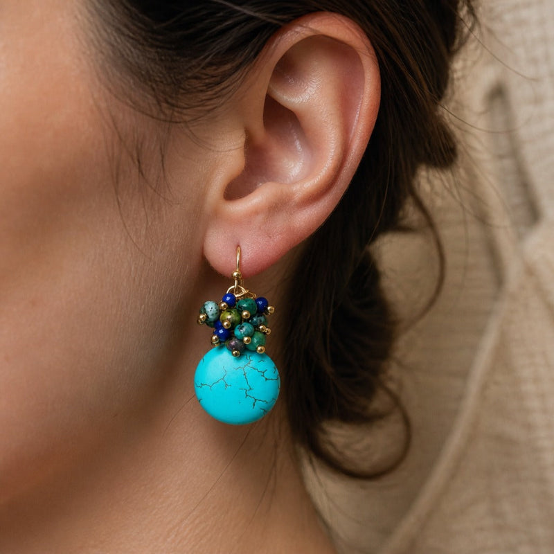 Turquoise Cluster Drop Earrings
