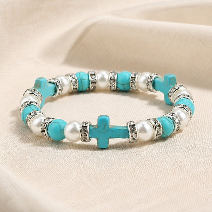 Turquoise Cross Beaded Bracelet