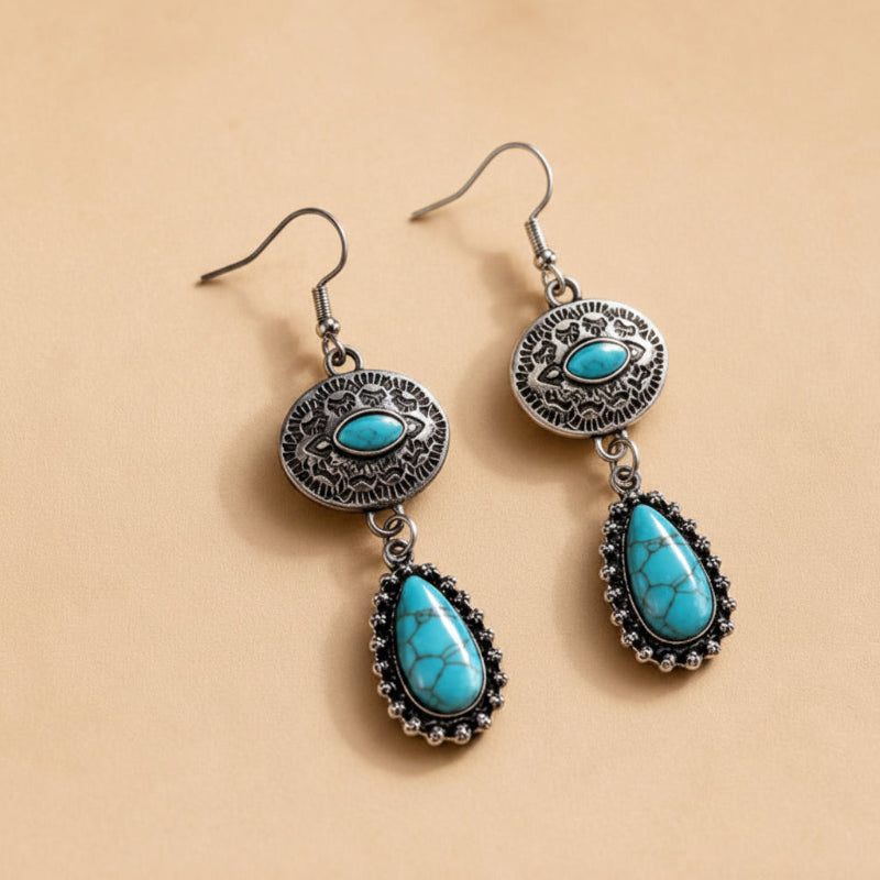 Turquoise Medallion Drop Earrings