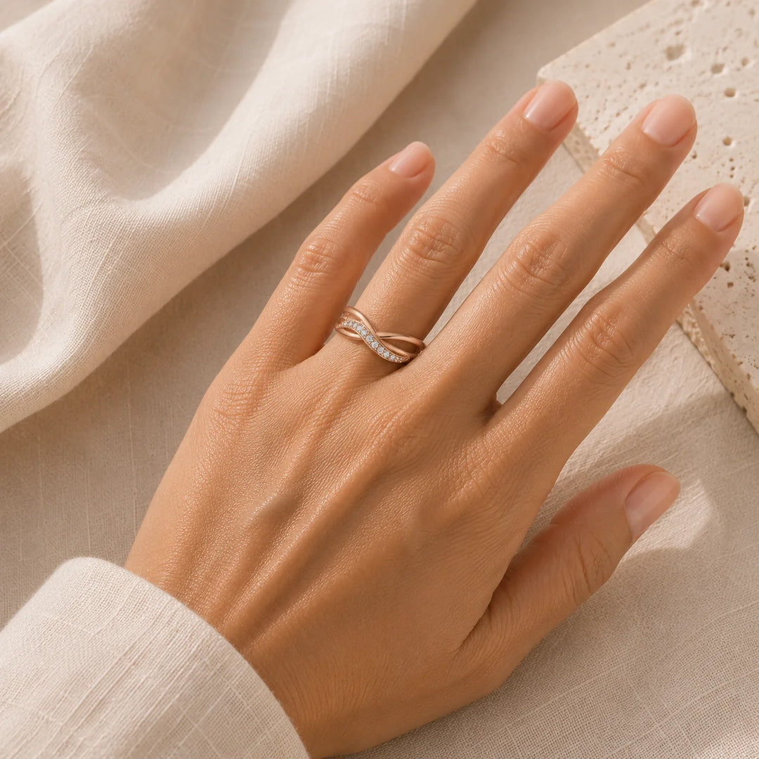 Unique Geometric Pearls Rose Gold Ring