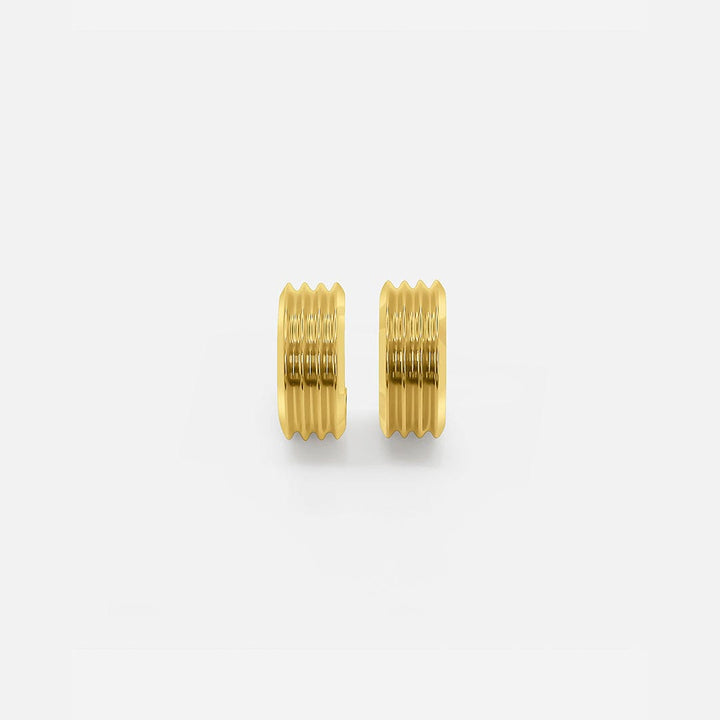 Dazzling Gold Ribbed Hoops