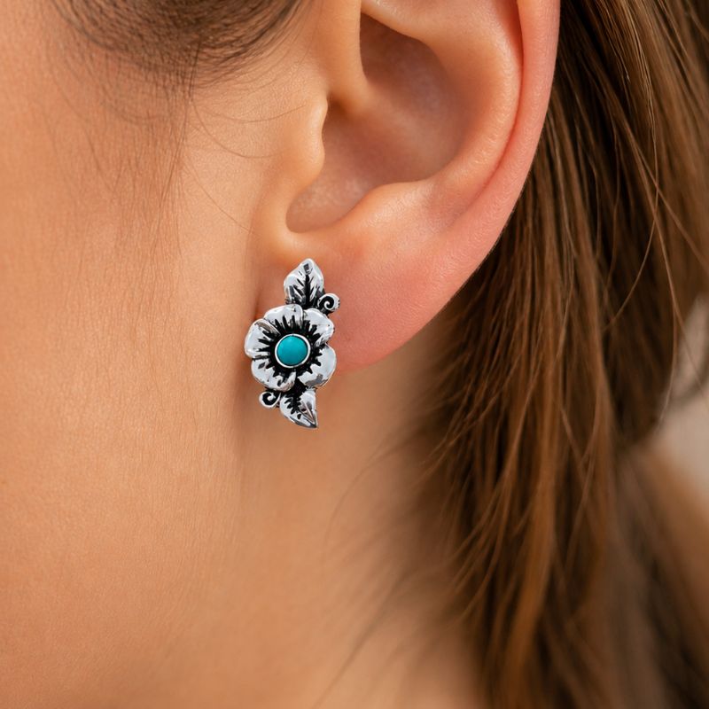 Lustrous Turquoise Flower Earrings