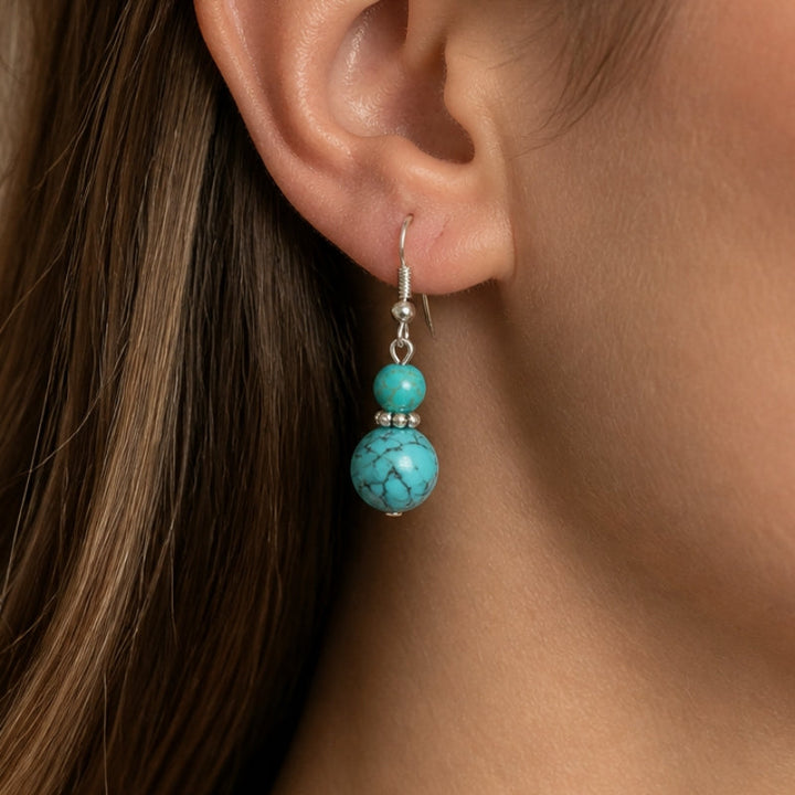 Turquoise Beaded Drop Earrings