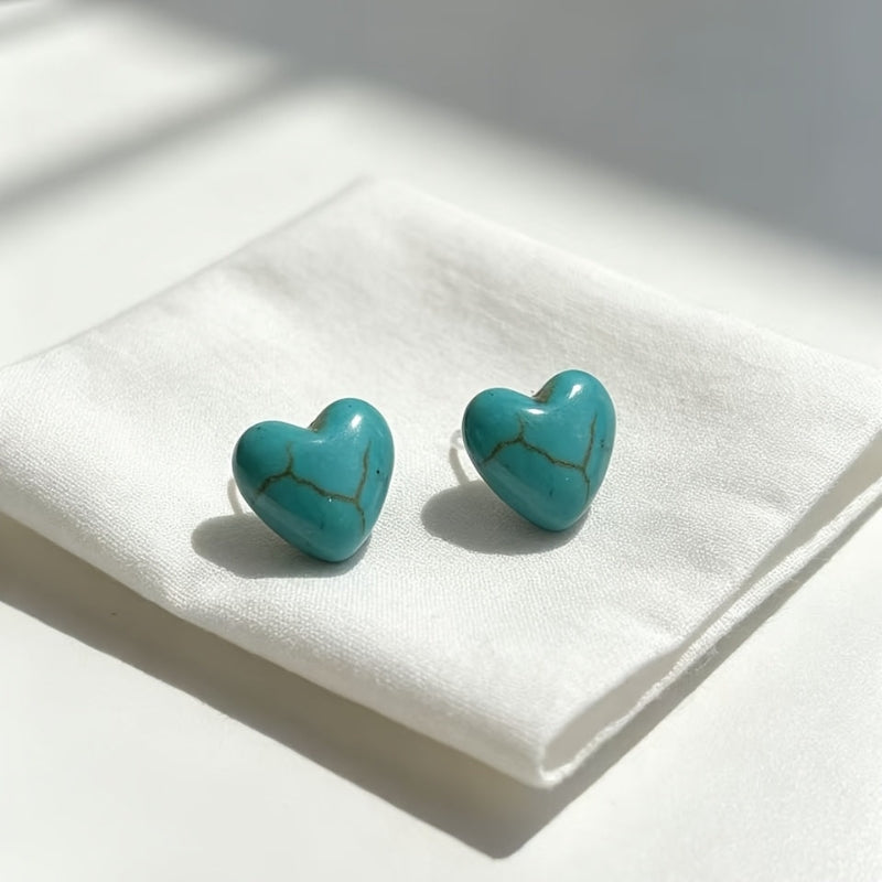 Turquoise Heart Stud Earrings