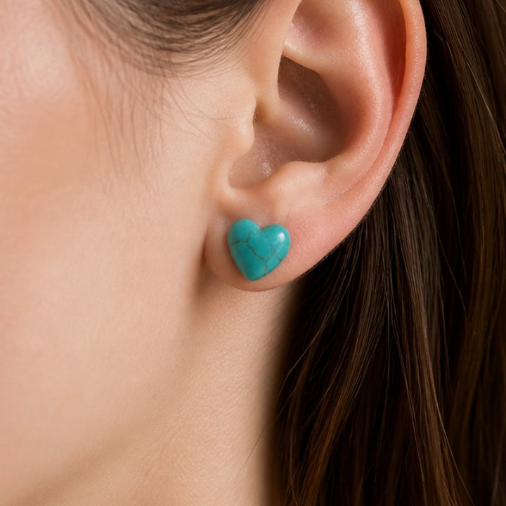 Turquoise Heart Stud Earrings