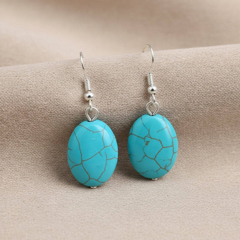 Turquoise Oval Drop Earrings