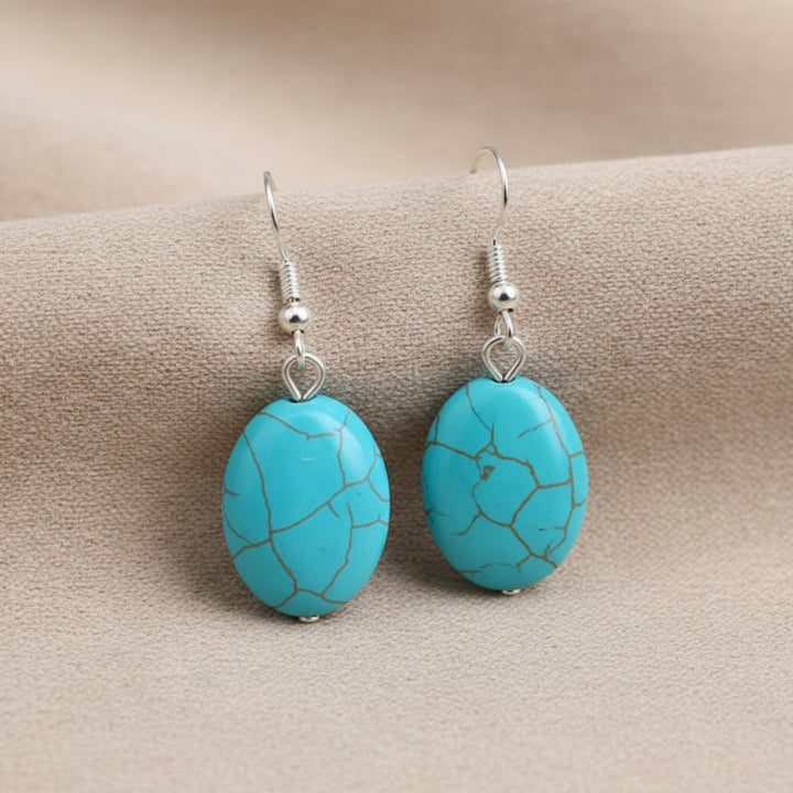 Turquoise Oval Drop Earrings