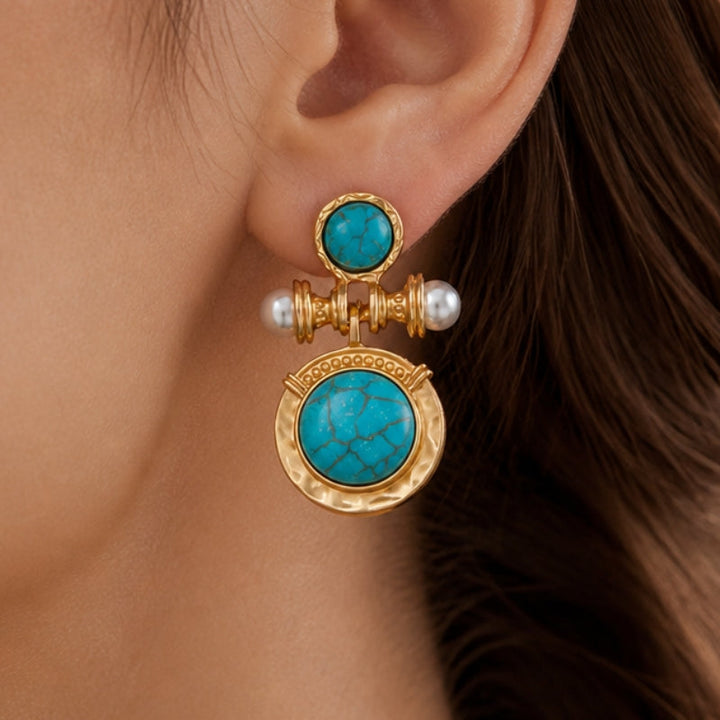 Exquisite Turquoise Pearl Earrings