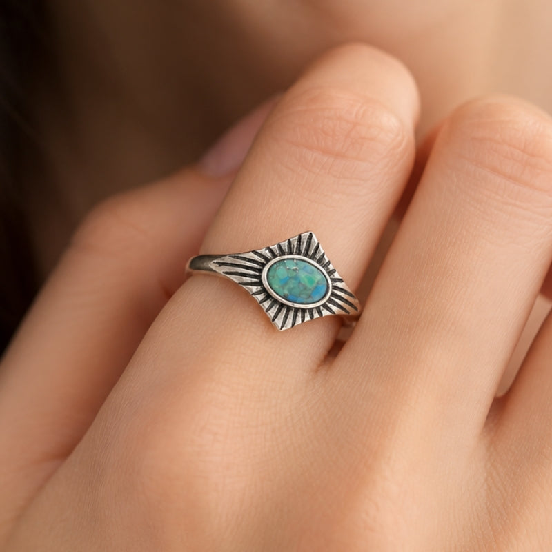 Exquisite Turquoise Sunburst Ring