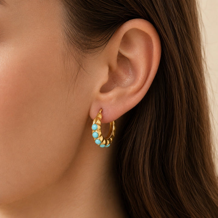 Lavish Turquoise Chunky Earrings