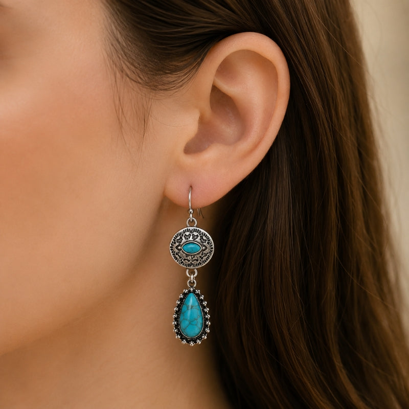 Turquoise Medallion Drop Earrings