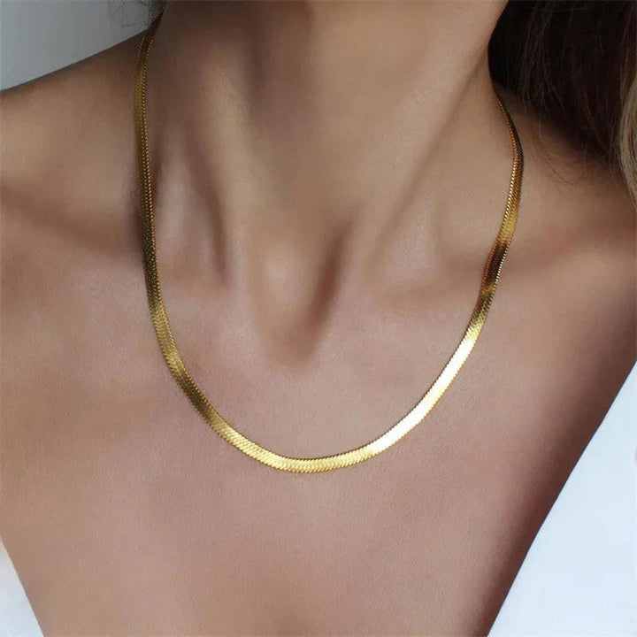 Timeless Herringbone Gold Necklace