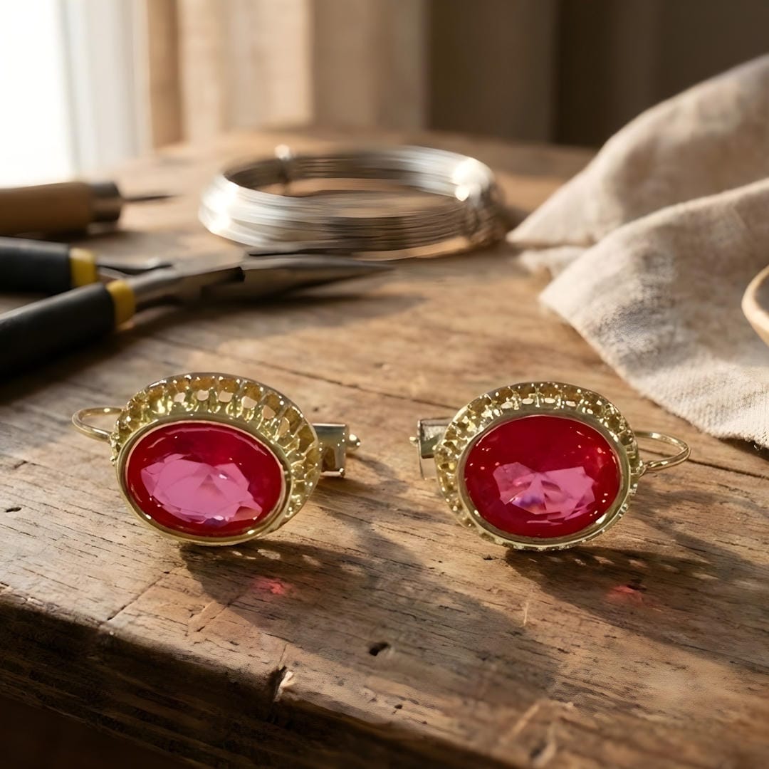 Vintage Red Stone Earrings