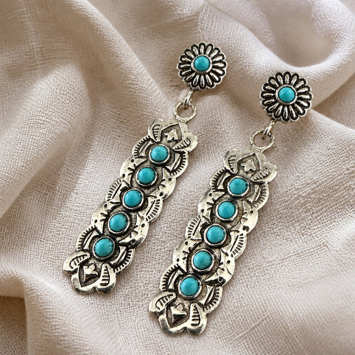 Vintage Turquoise Flower Earrings