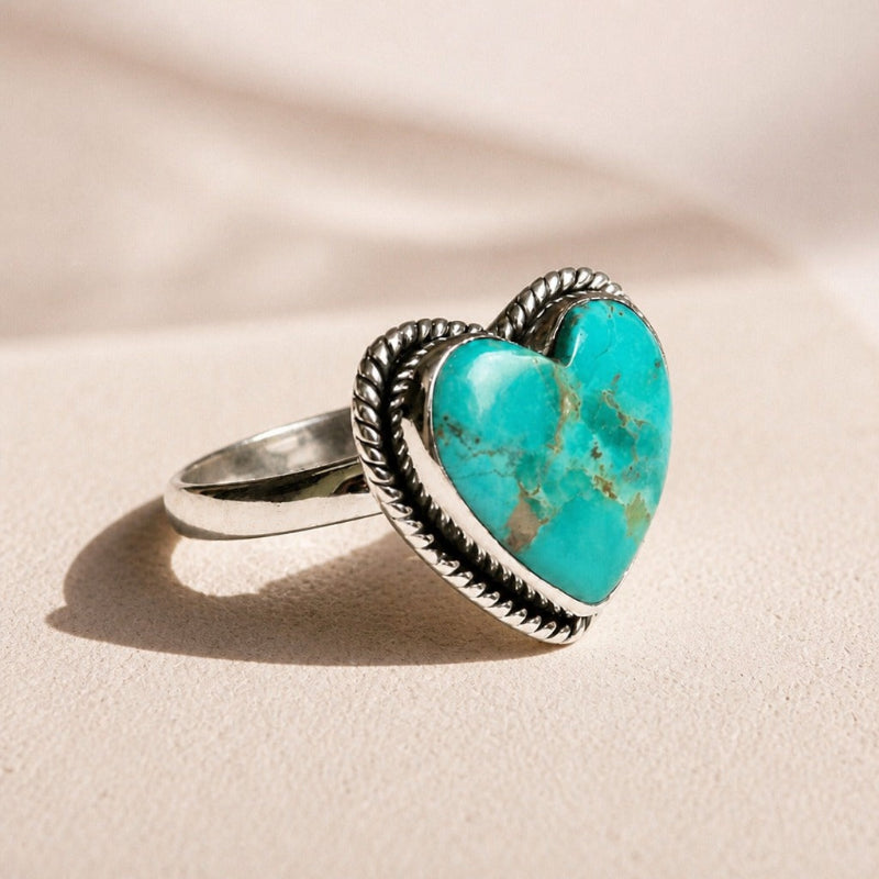 Lustrous Turquoise Heart Ring