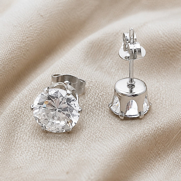 White Gold Zirconia Stud Earrings