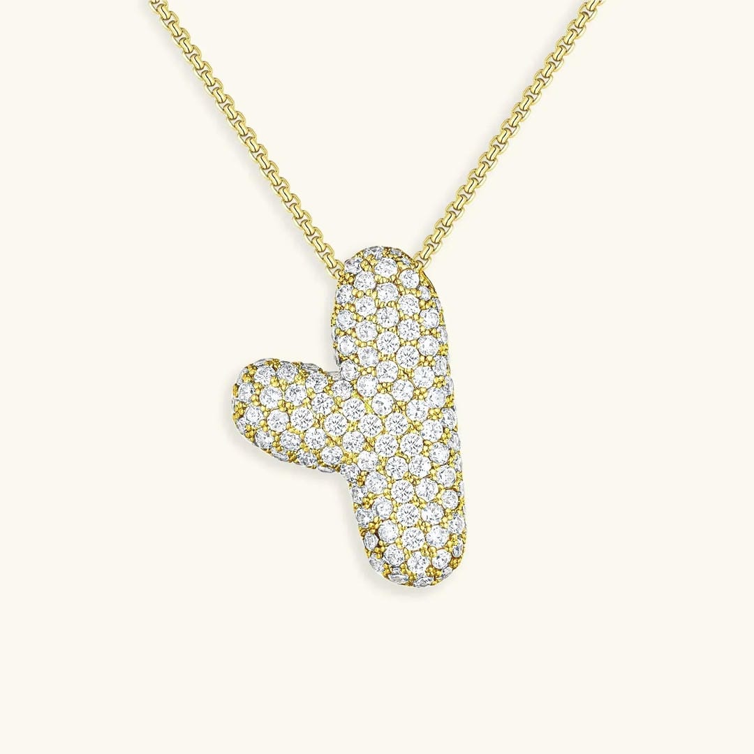 Bubble Initial Crystals Necklace