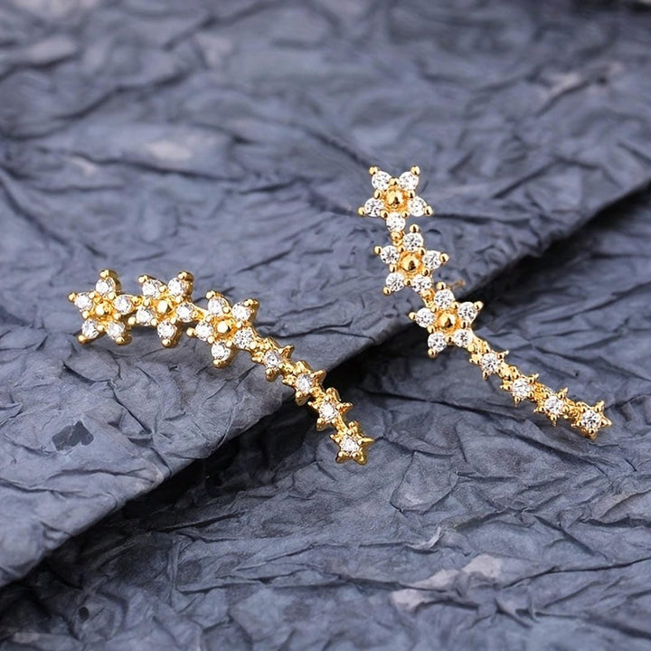 Sparkling Flower Drop Statement Earrings