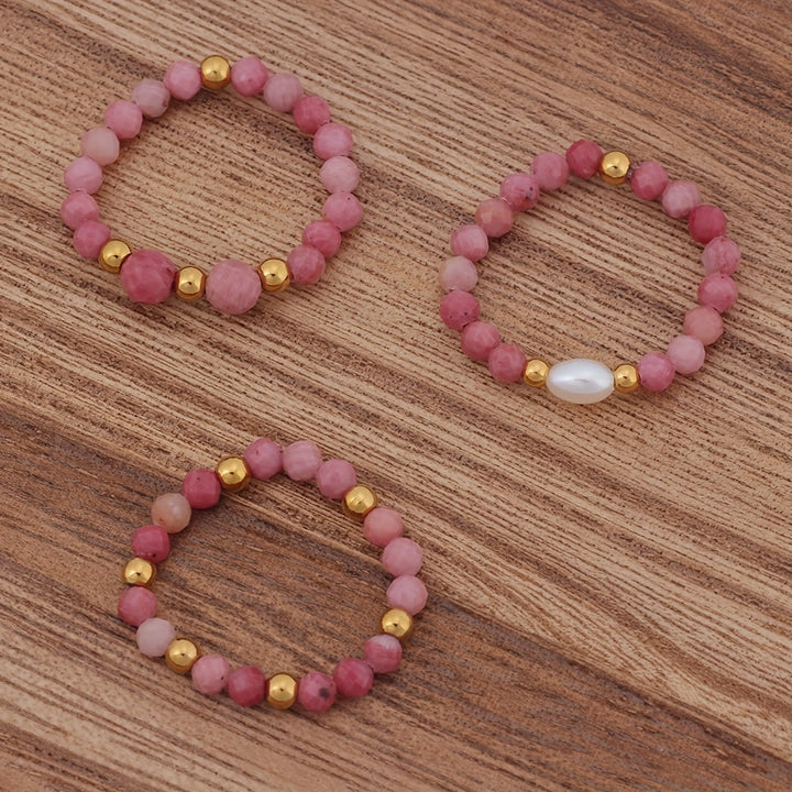3pcs Set Amethyst Beaded Rings