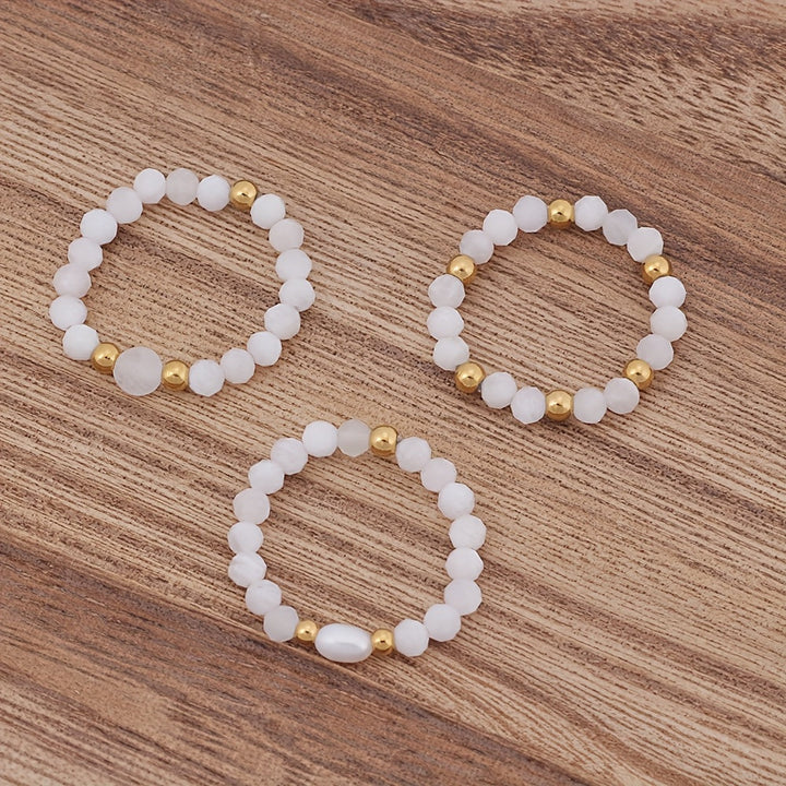 3pcs Set Amethyst Beaded Rings