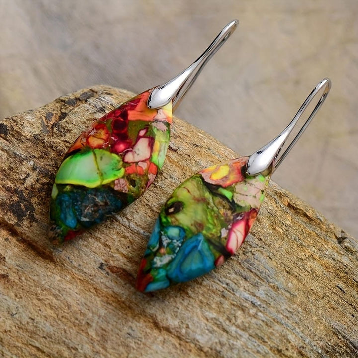 Bohemian Natural Stone Leaf Earrings