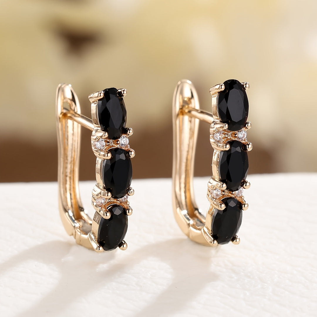 Golden Noir Drop Earrings