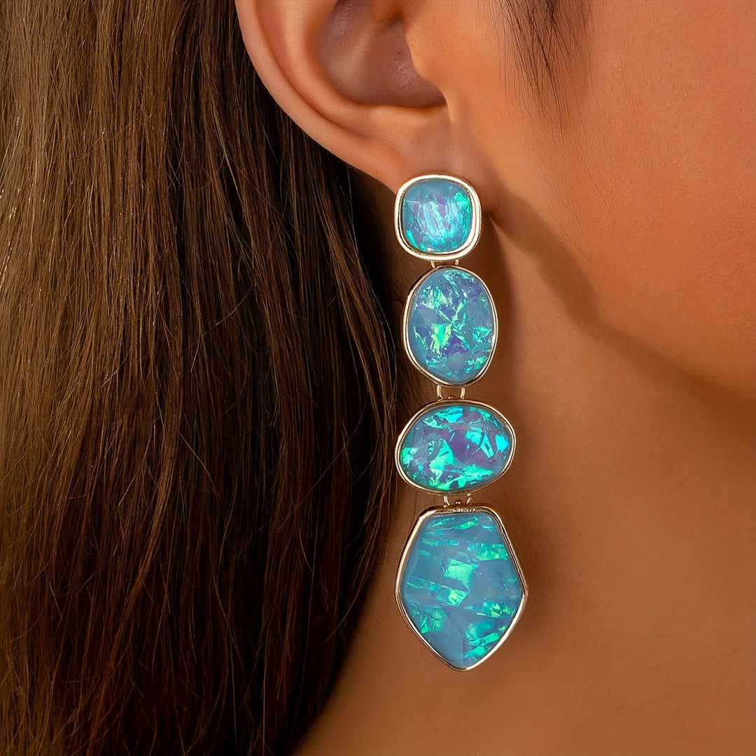 Elegant Gradient Opal Dangle Earrings