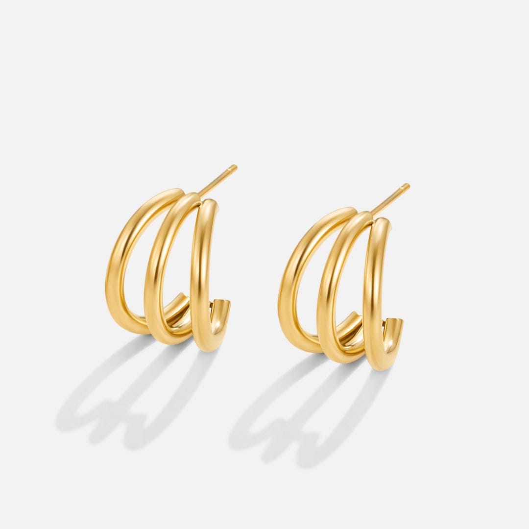 Triple Gold Earrings
