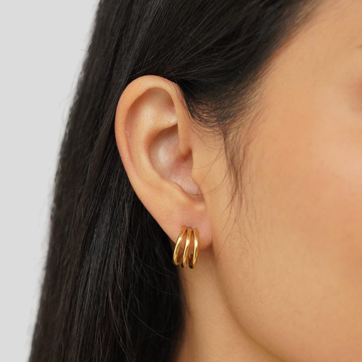 Triple Gold Earrings
